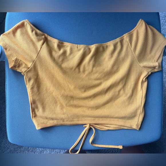 Forever 21 Mustard Yellow Scrunchie Crop Top Size Medium - Picture 4 of 6